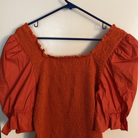 INC Concepts, XL, Exotic Escape, Summer Fig, Smocked top, Puff Sleeves - Picture 6 of 11